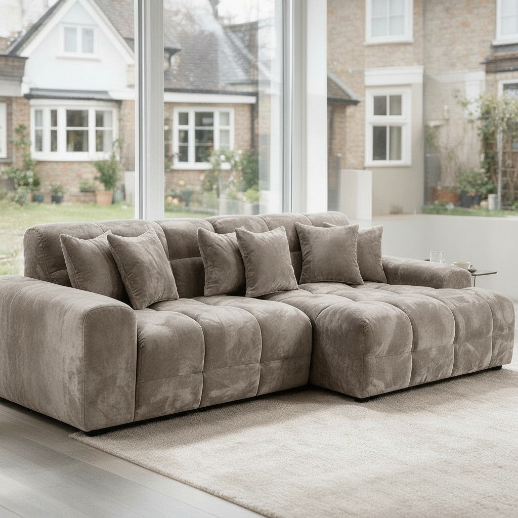 Jacob Mocha Brown Fabric Right Hand Facing Corner Sofa