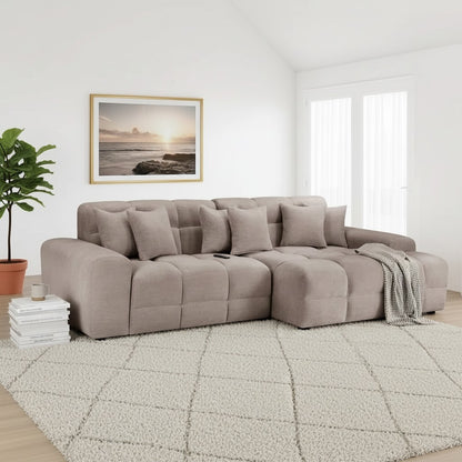 Jacob Mocha Brown Fabric Right Hand L-Shape Corner Sofa