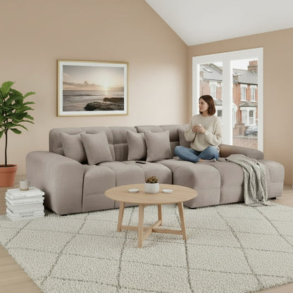 Jacob Mocha Brown Fabric Right Hand L-Shape Corner Sofa