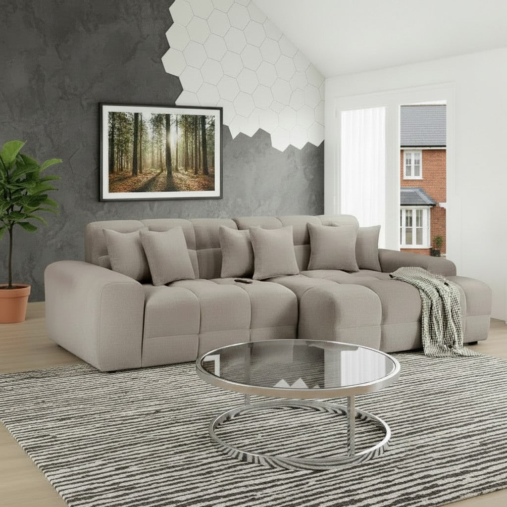 Jacob Mocha Brown Fabric Right Hand L-Shape Corner Sofa