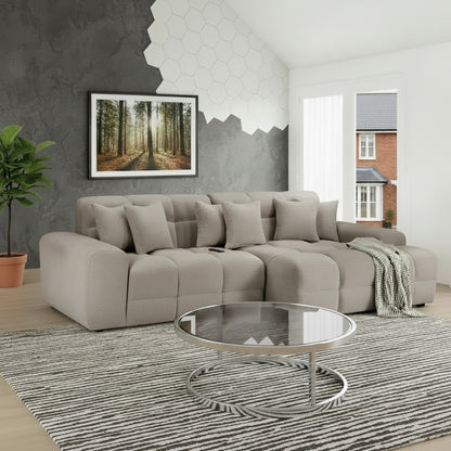 Jacob Mocha Brown Fabric Right Hand L-Shape Corner Sofa