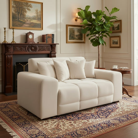 Jacob Natural Beige Fabric 2 Seater Sofa