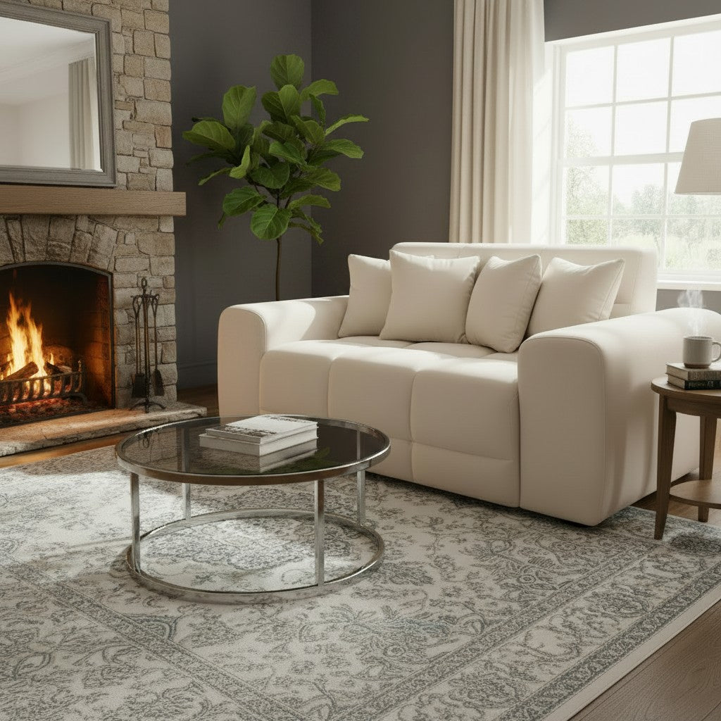 Jacob Natural Beige Fabric 2 Seater Sofa