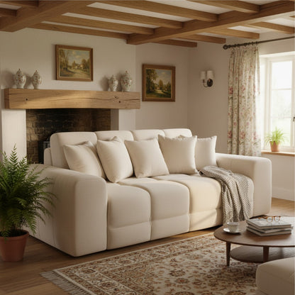 Jacob Natural Beige Fabric 3 Seater Sofa