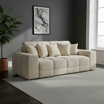 Jacob Natural Beige Fabric 3 Seater Sofa