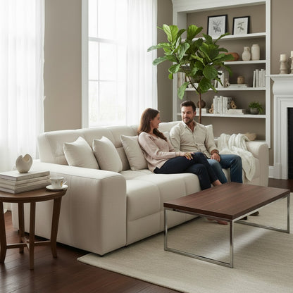 Jacob Natural Beige Fabric 4 Seater Sofa