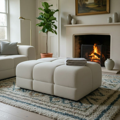 Jacob Natural Beige Fabric Footstool