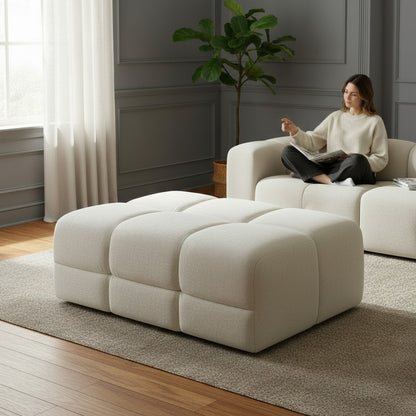 Jacob Natural Beige Fabric Footstool