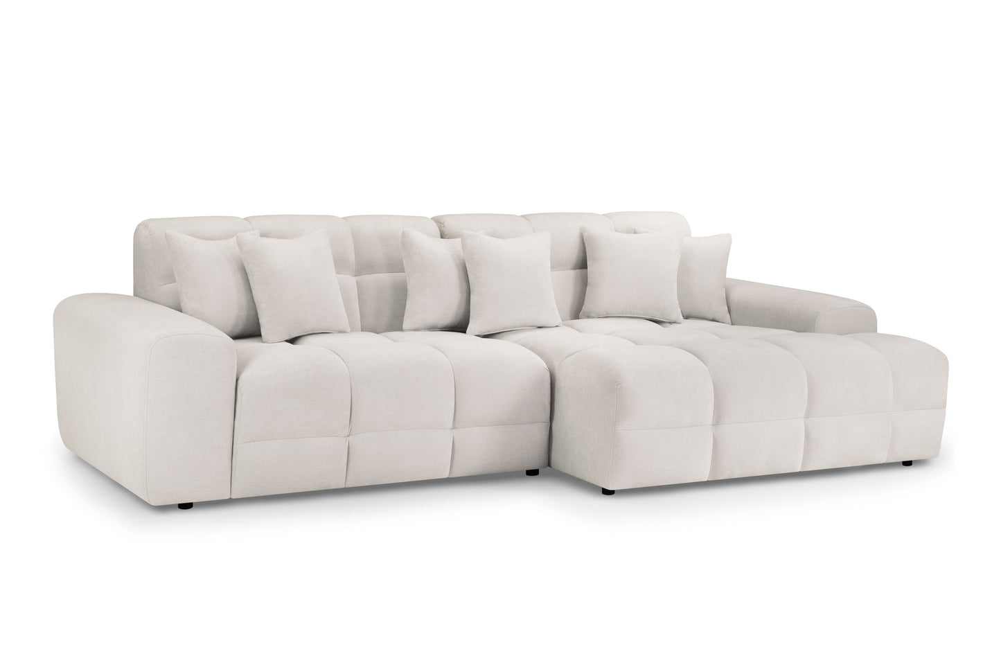 Jacob Beige Cream Fabric Right Hand L-Shape Corner Sofa