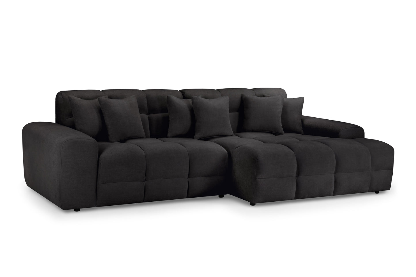 Jacob Black Fabric Right Hand L-Shape Corner sofa