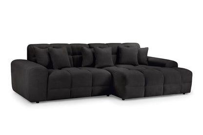 Jacob Black Fabric Right Hand L-Shape Corner sofa