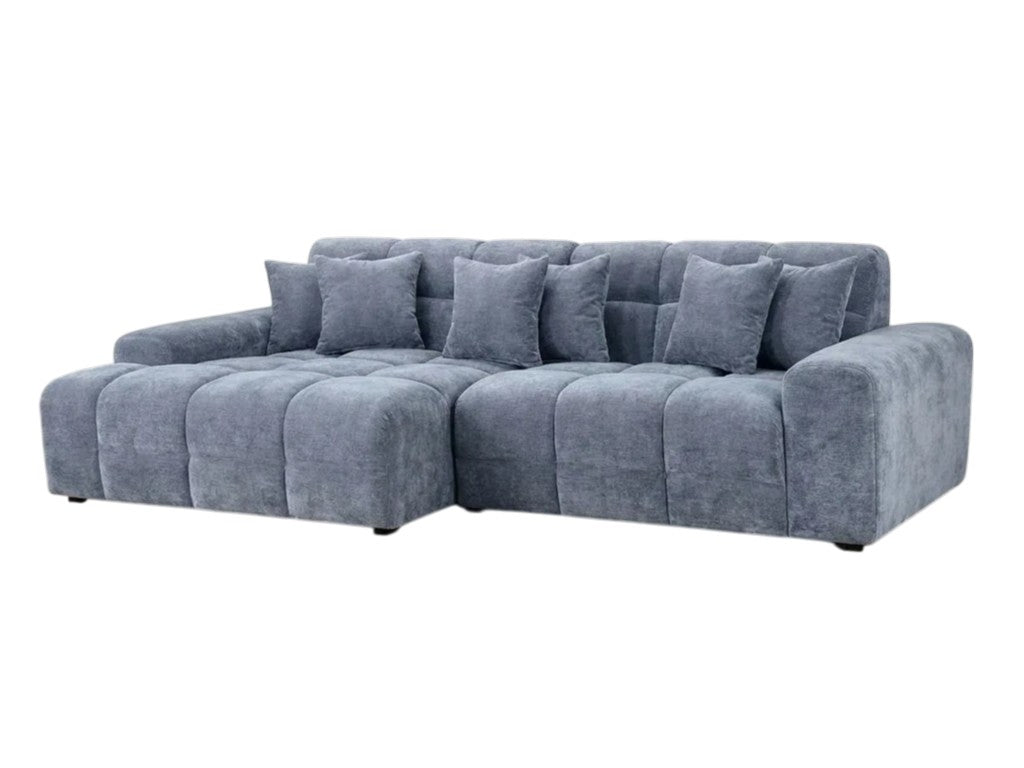 Jacob Steel Grey Fabric Left Hand L-Shape Corner Sofa
