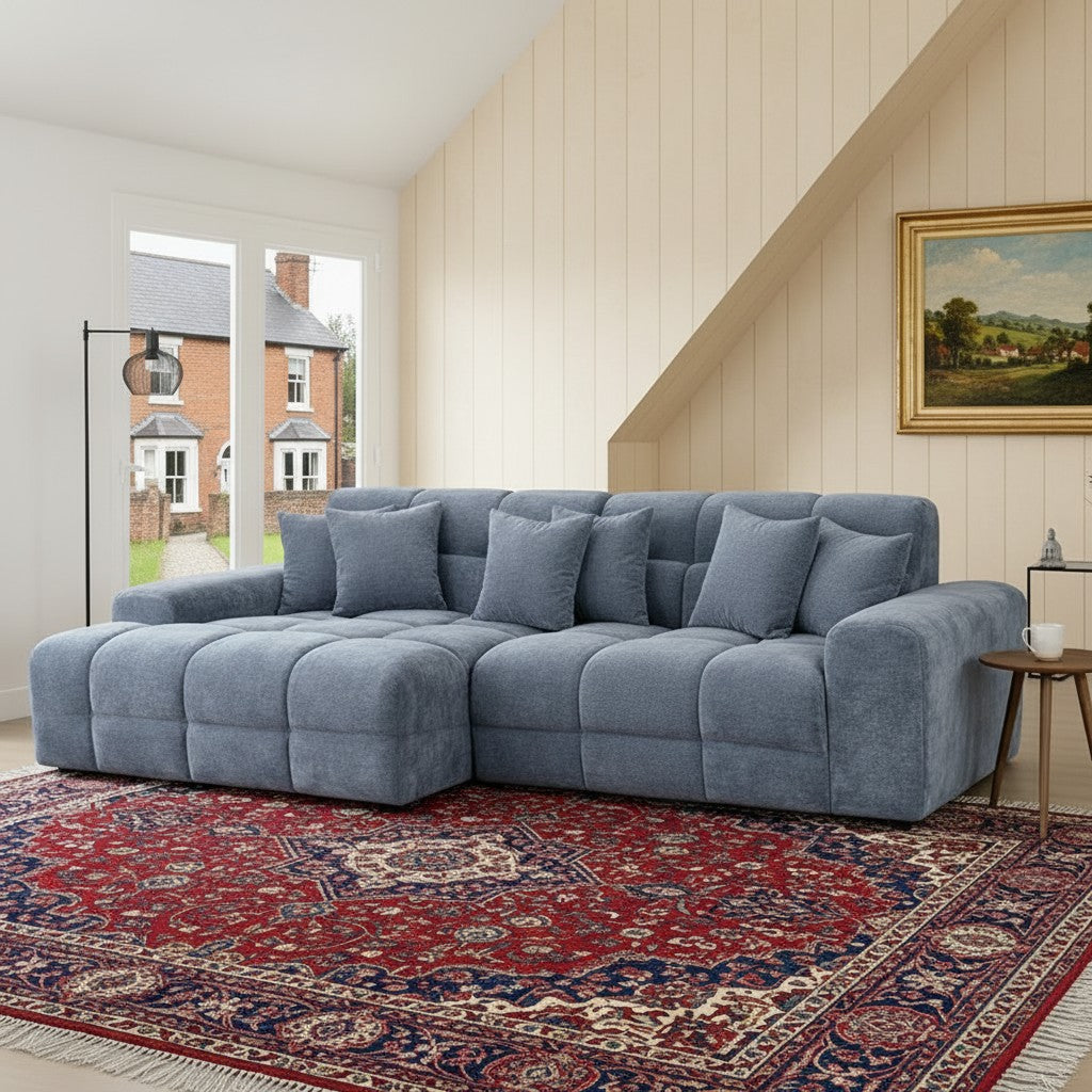 Jacob Steel Grey Fabric Left Hand L-Shape Corner Sofa