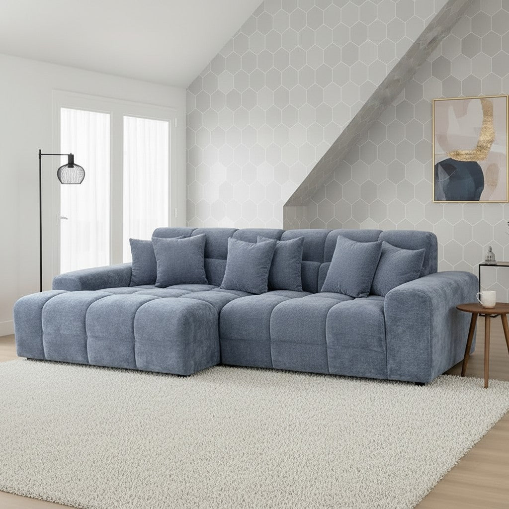 Jacob Steel Grey Fabric Left Hand L-Shape Corner Sofa