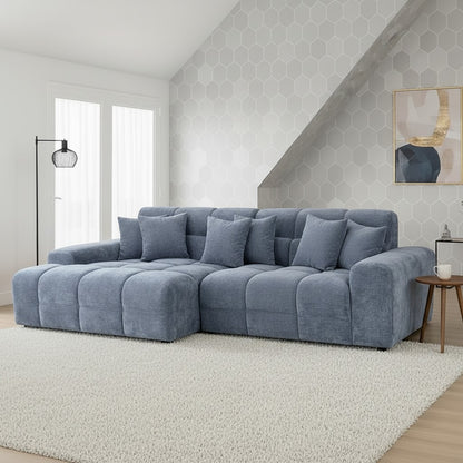 Jacob Steel Grey Fabric Left Hand L-Shape Corner Sofa