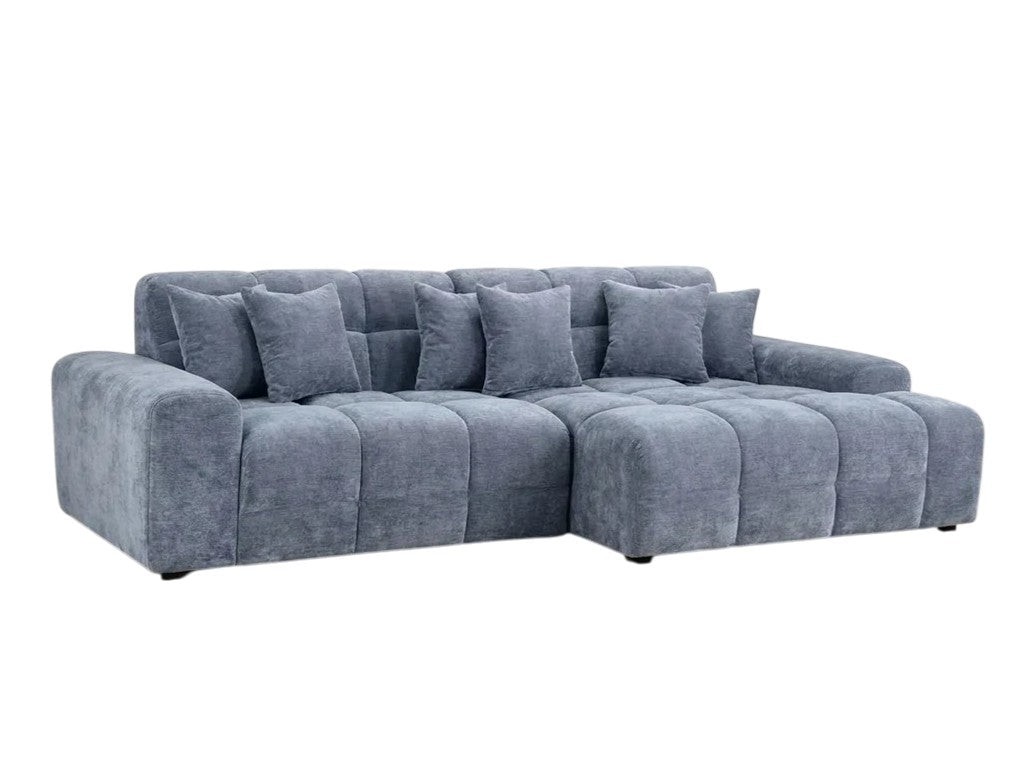 Jacob Steel Grey Fabric Right Hand L-Shape Corner Sofa
