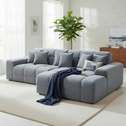 Jacob Steel Grey Fabric Right Hand L-Shape Corner Sofa