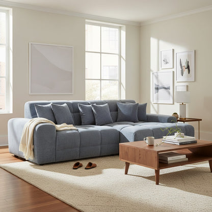 Jacob Steel Grey Fabric Right Hand L-Shape Corner Sofa