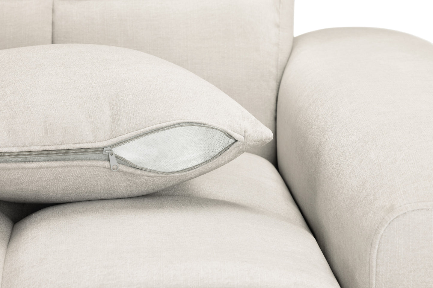 Jacob Beige Cream Fabric Left Hand L-Shape Corner Sofa