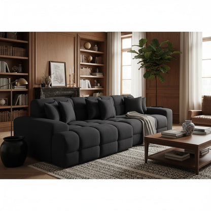 Jacob Black Fabric Left Hand L-Shape Corner sofa