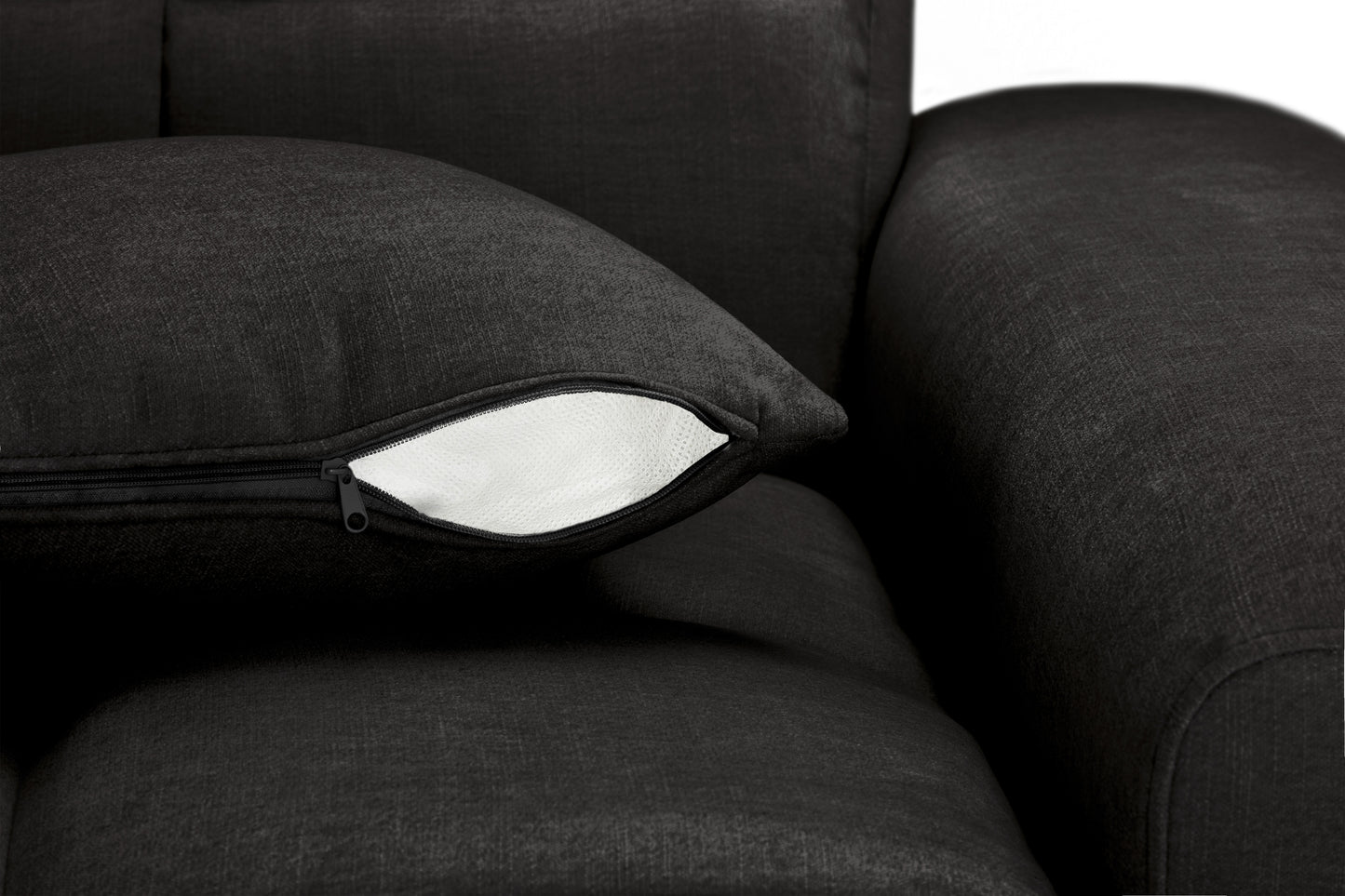Jacob Black Fabric Left Hand L-Shape Corner sofa