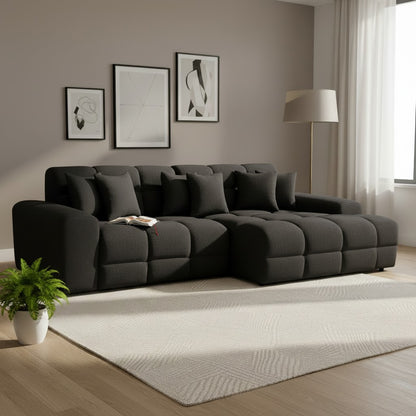 Jacob Black Fabric Right Hand L-Shape Corner sofa