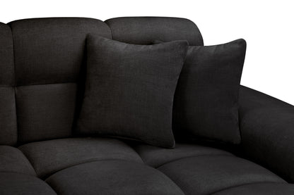 Jacob Black Fabric Right Hand L-Shape Corner sofa
