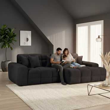 Jacob Black Fabric Right Hand L-Shape Corner sofa