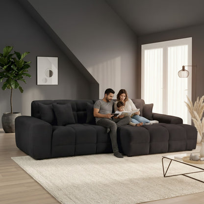 Jacob Black Fabric Right Hand L-Shape Corner sofa