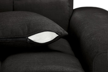Jacob Black Fabric Right Hand L-Shape Corner sofa