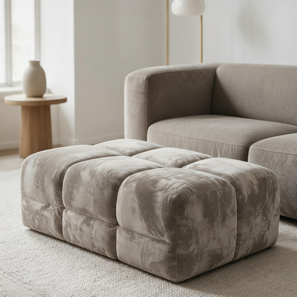 Jacob Mocha Brown Fabric Footstool