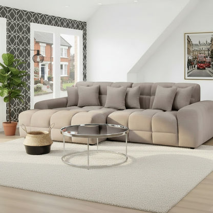 Jacob Mocha Brown Fabric Left Hand L-Shape Corner Sofa