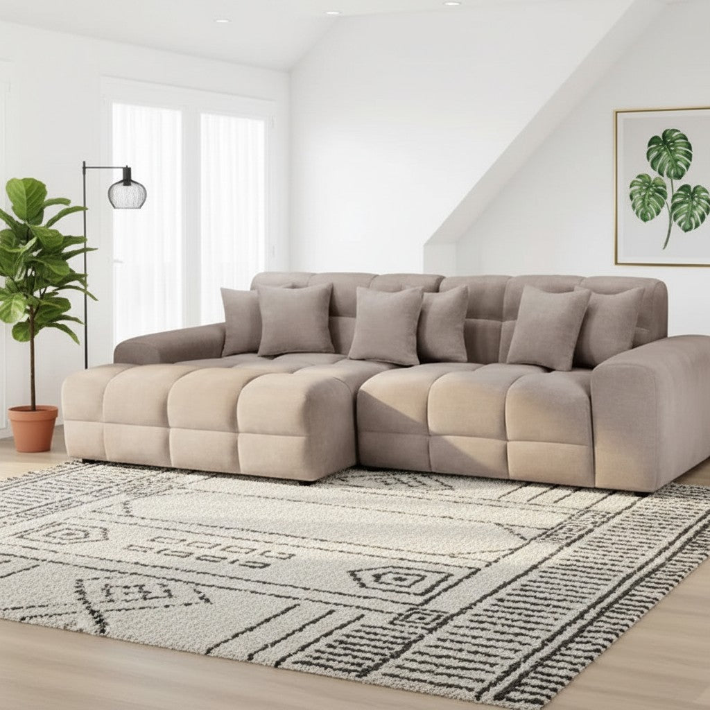 Jacob Mocha Brown Fabric Left Hand L-Shape Corner Sofa