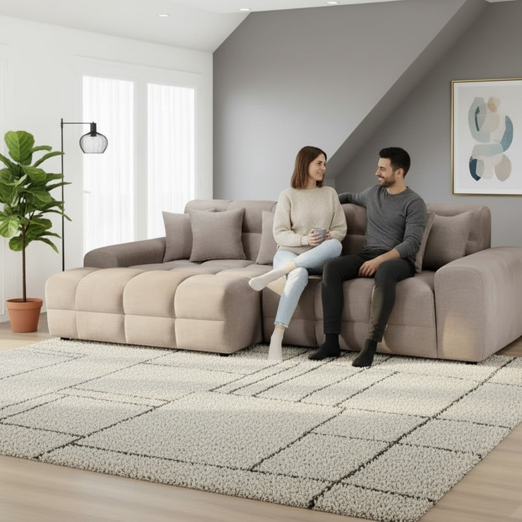 Jacob Mocha Brown Fabric Left Hand L-Shape Corner Sofa