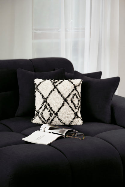 Jacob Black Fabric Left Hand L-Shape Corner sofa