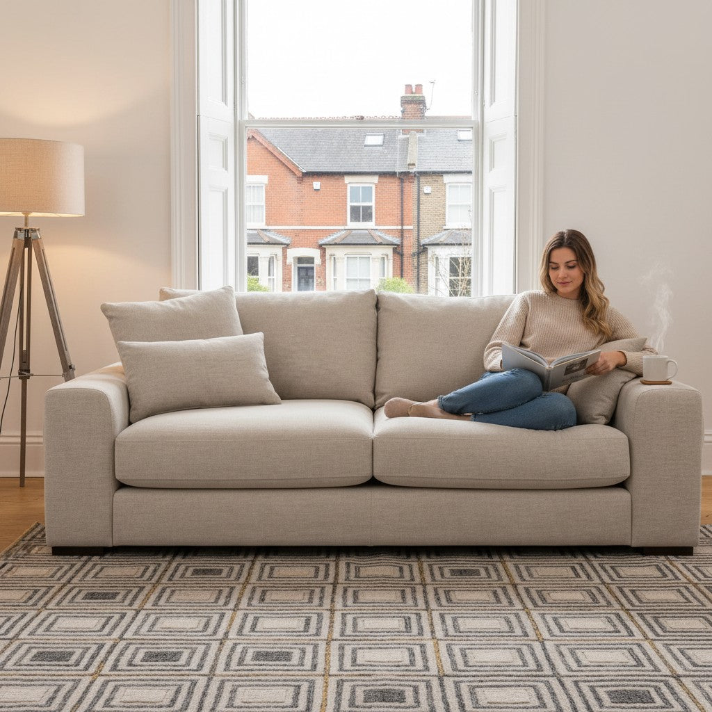 Jupiter Beige Fabric 2 Seater Sofa