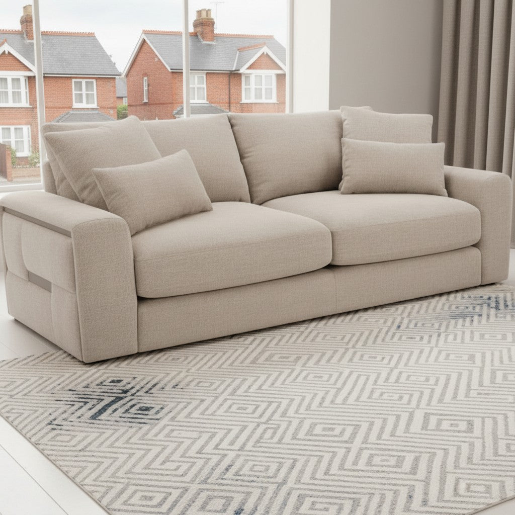 Jupiter Beige Fabric 3 Seater Sofa