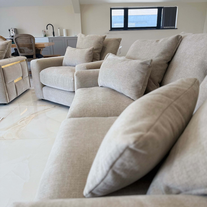 Jupiter Beige Fabric 3 Seater Sofa
