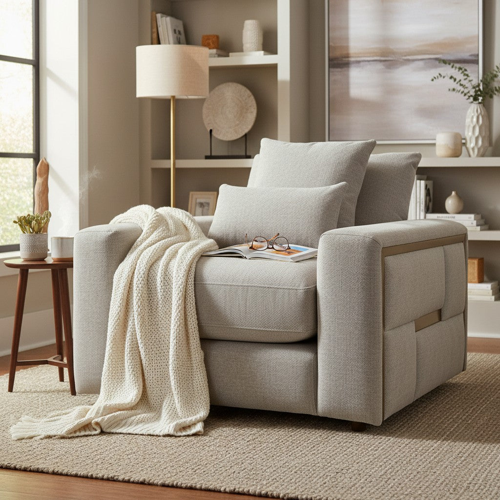 Jupiter Beige Fabric Armchair