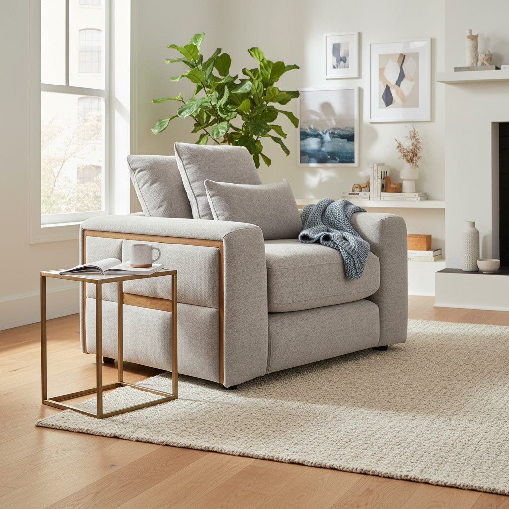 Jupiter Beige Fabric Armchair