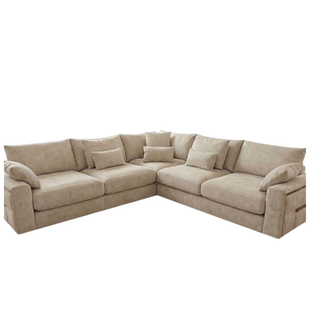 Jupiter Beige Fabric L-Shape Large Corner Sofa