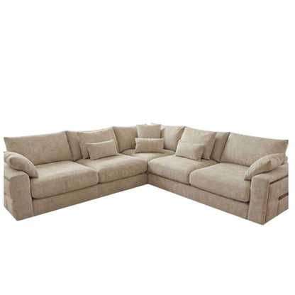 Jupiter Beige Fabric L-Shape Large Corner Sofa