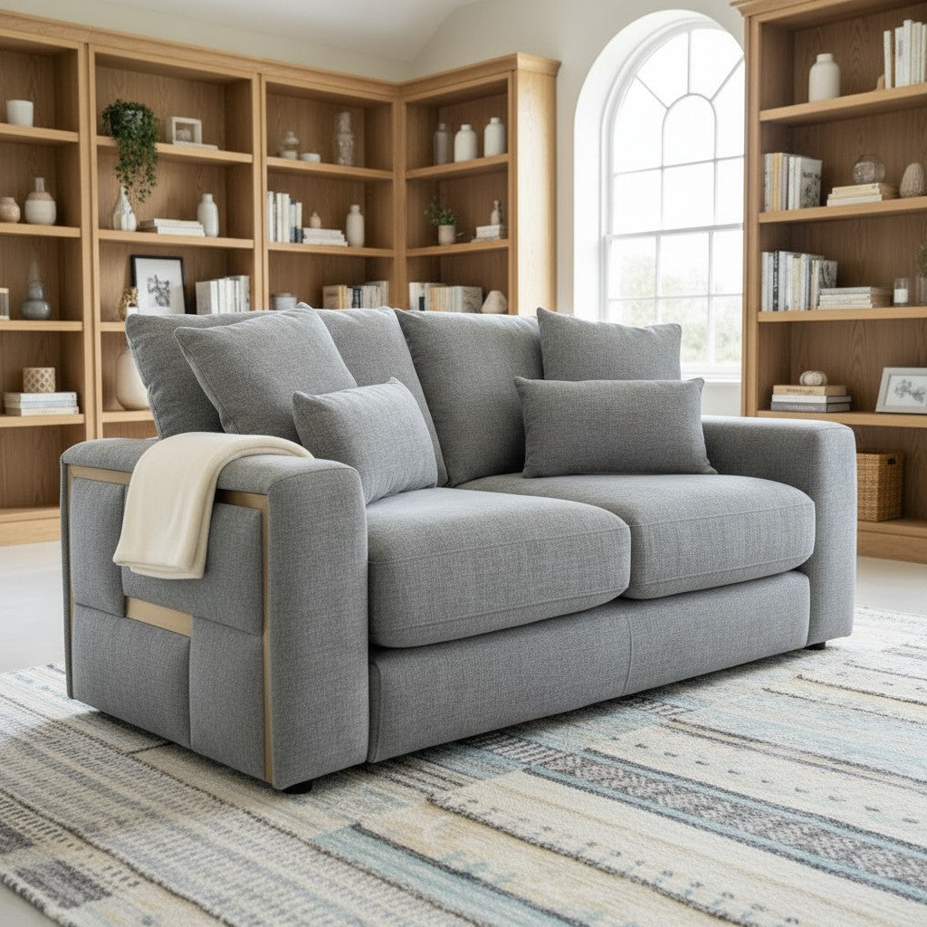 Jupiter Grey Fabric 2 Seater Sofa