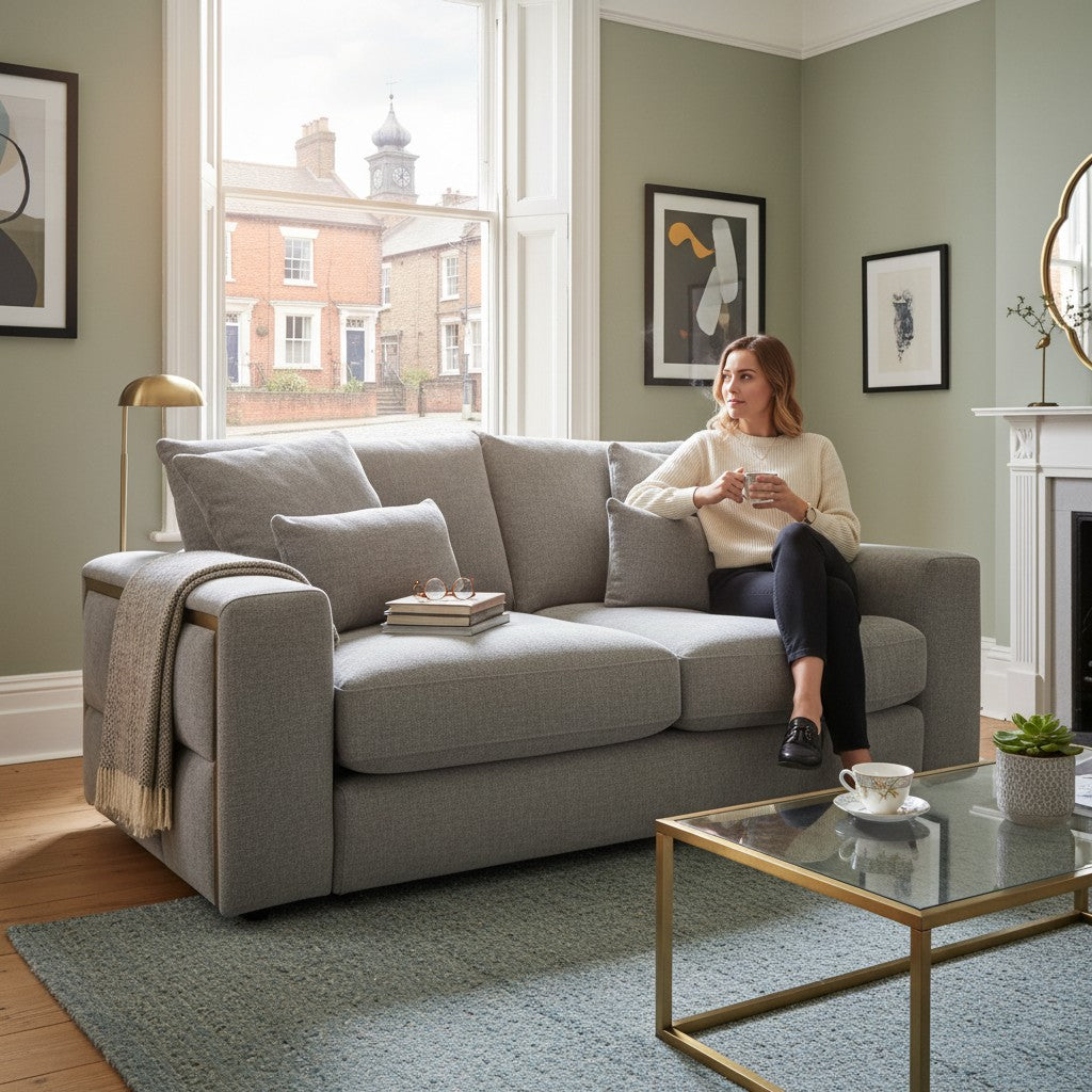 Jupiter Grey Fabric 2 Seater Sofa