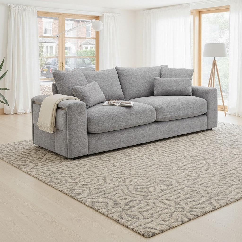 Jupiter Grey Fabric 3 Seater Sofa