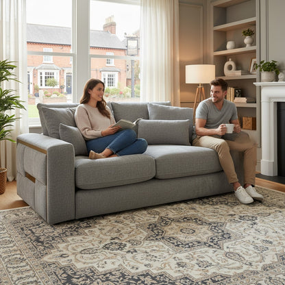 Jupiter Grey Fabric 3 Seater Sofa