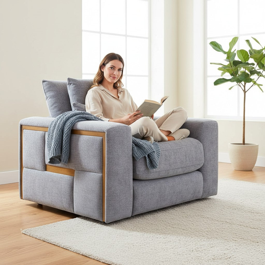 Jupiter Grey Fabric Armchair