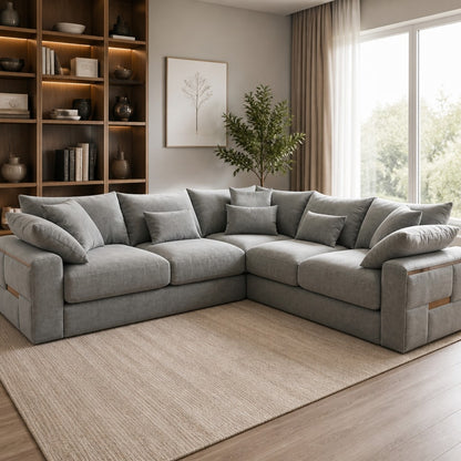 Jupiter Grey Fabric L-Shape Large Corner Sofa