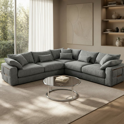 Jupiter Grey Fabric L-Shape Large Corner Sofa