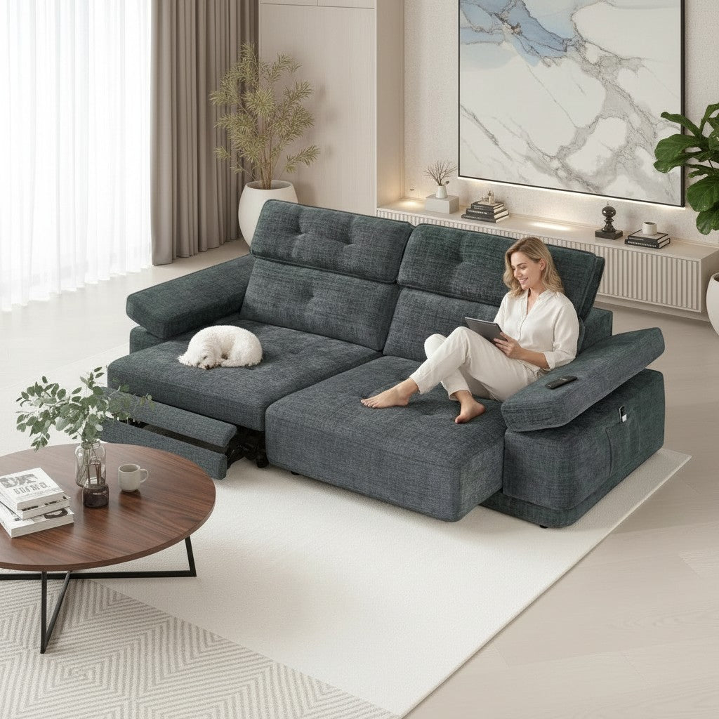 Kendal Floating Sofabed Dark Grey Fabric Sofa